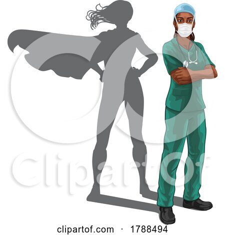 Super Hero Black Woman Doctor Nurse Superhero by AtStockIllustration