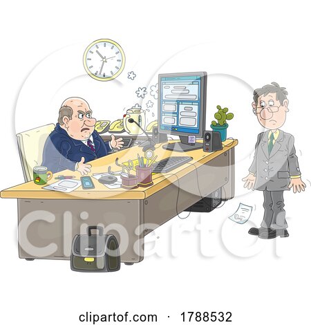 Cartoon Angry Man Firing an Employee by Alex Bannykh