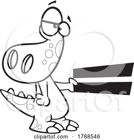 Cartoon Black and White Math Dinosaur with an Equals Symbol by toonaday