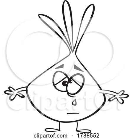 Cartoon Black and White Crying Onion by toonaday