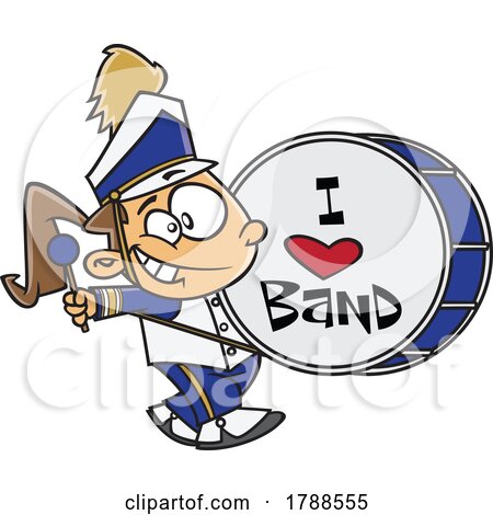 Cartoon Girl Playing a Drum in a Marching Band by toonaday