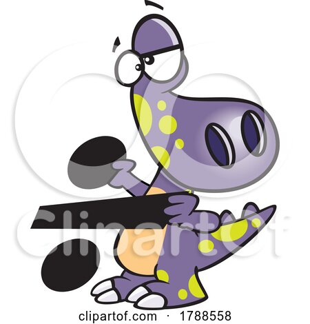 Cartoon Math Dinosaur with a Division Symbol by toonaday