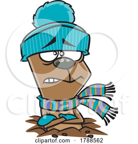 Cartoon Groundhog Ready for Winter by toonaday