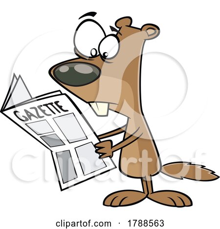 Cartoon Groundhog Reading the Newspaper by toonaday
