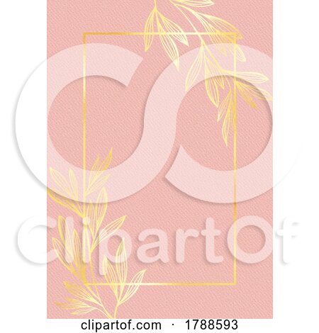 Elegant Gold Floral Design on Pink Watercolour Paper Texture by KJ Pargeter