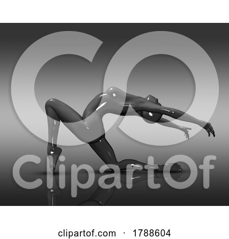 3D Glossy Female Figure in a Dance Pose on a Gradient Background by KJ Pargeter