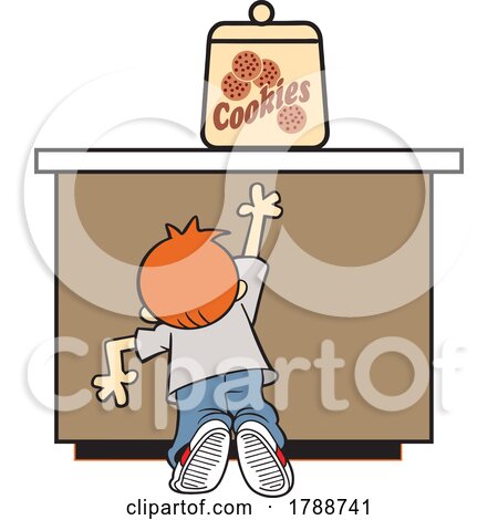 Cartoon Boy Reaching for a Cookie Jar by Johnny Sajem