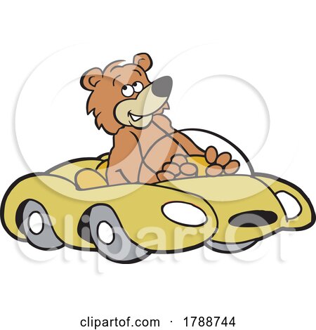 Cartoon Bear Diving a Convertible Sports Car by Johnny Sajem
