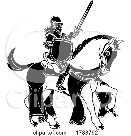 Knight in Armour Warrior on Horse Medieval Joust by AtStockIllustration