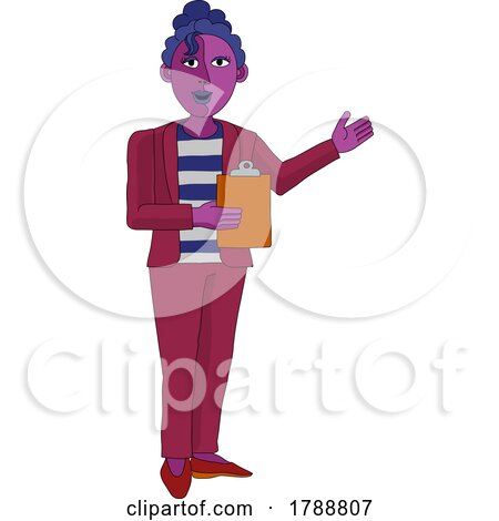 Woman with Clipboard Pointing Illustration by AtStockIllustration