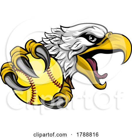 Eagle Hawk Softball Ball Cartoon Sport Team Mascot by AtStockIllustration
