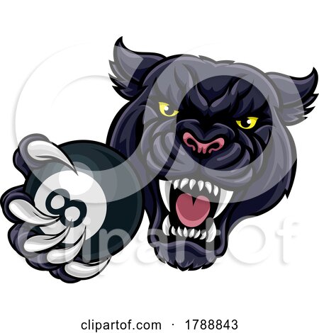 Panther Angry Pool 8 Ball Billiards Mascot Cartoon by AtStockIllustration