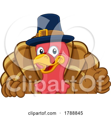 Turkey Pilgrim Hat Thanksgiving Cartoon Character by AtStockIllustration
