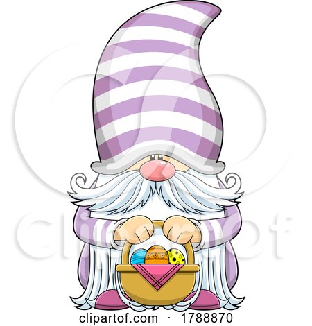 Cartoon Gnome Holding a Basket of Easter Eggs by Hit Toon