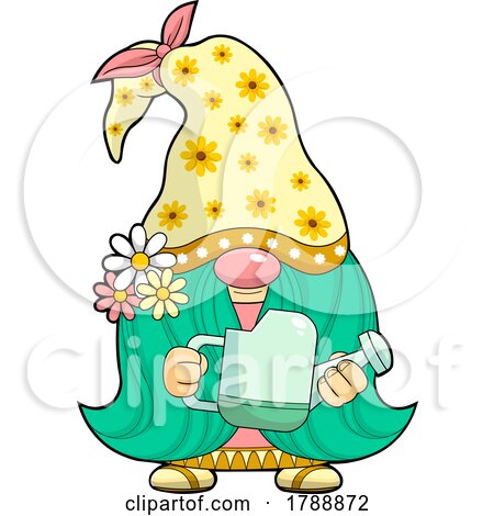 Cartoon Female Gnome Holding a Watering Can by Hit Toon