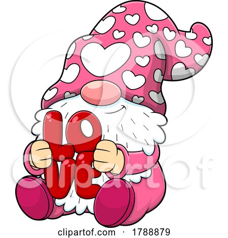 Cartoon Valentines Day Gnome Holding the Word Love by Hit Toon