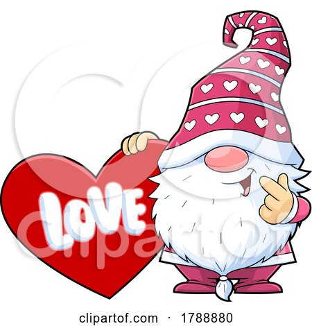 Cartoon Valentines Day Gnome Holding a Love Heart by Hit Toon