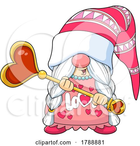 Cartoon Female Valentines Day Gnome Holding a Wand by Hit Toon