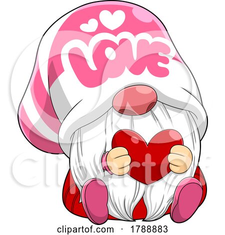 Cartoon Gnome Holding a Heart and Wearing a Love Hat by Hit Toon