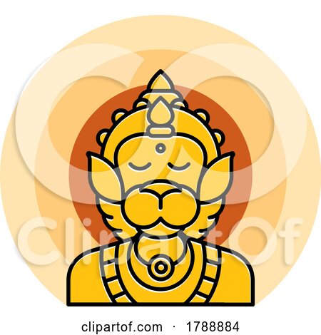Indian Hindu God Hnuman Anjaneya and Sun by Lal Perera