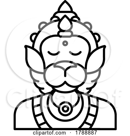 Indian Hindu God Hnuman Anjaneya in Black and White by Lal Perera