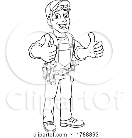 Handyman Cartoon Caretaker Construction Man by AtStockIllustration