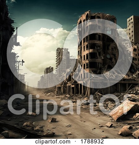 Devastated City in the Aftermath of an Earthquake by KJ Pargeter