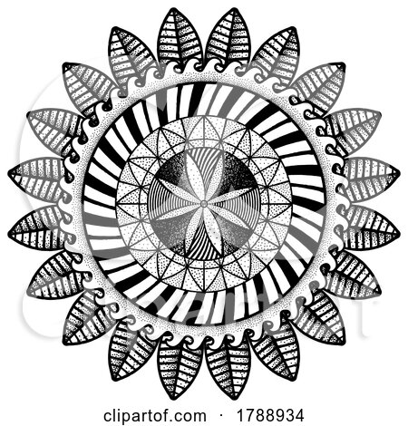 Hand Drawn Black and White Mandala Design by KJ Pargeter