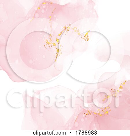 Pastel Pink Alcohol Ink Background with Gold Glitter by KJ Pargeter