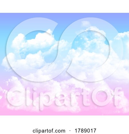 Abstract Gradient Sky Background with Cotton Candy Clouds by KJ Pargeter