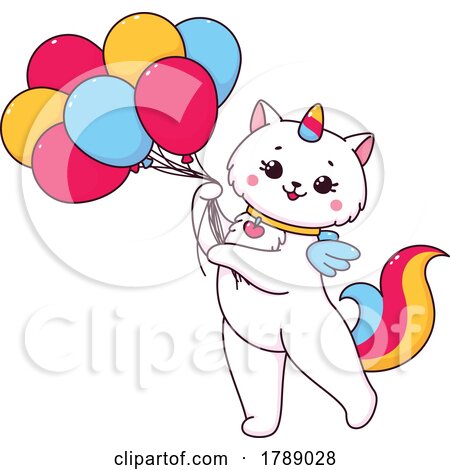 Unicorn Cat with Balloons by Vector Tradition SM