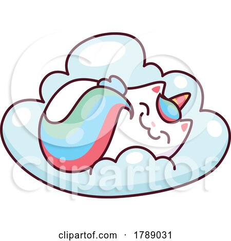 Unicorn Cat Sleeping on a Cloud by Vector Tradition SM