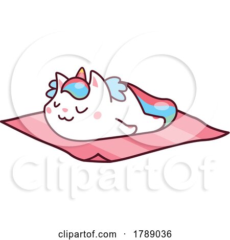 Unicorn Cat Sleeping on a Blanket by Vector Tradition SM