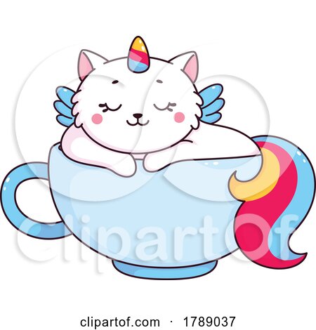Unicorn Cat Sleeping in a Cup by Vector Tradition SM