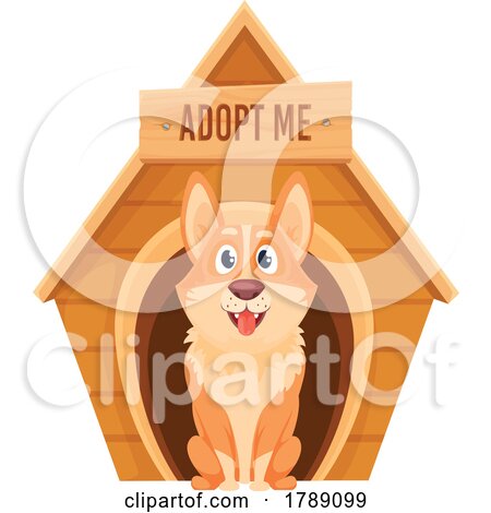 Shelter Dog and House with an Adopt Me Sign by Vector Tradition SM