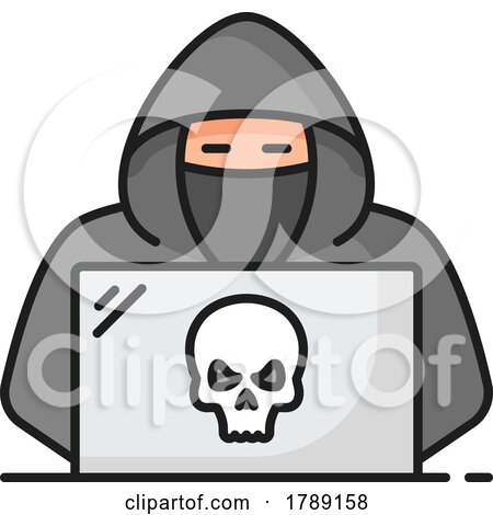 Masked Hacker and Laptop by Vector Tradition SM