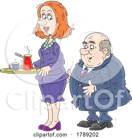 Cartoon Fat Boss Harassing His Assistant by Alex Bannykh