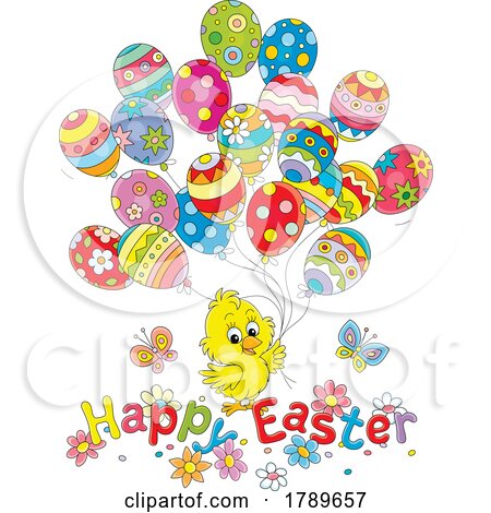 Cartoon Happy Easter Greeting and Chick by Alex Bannykh