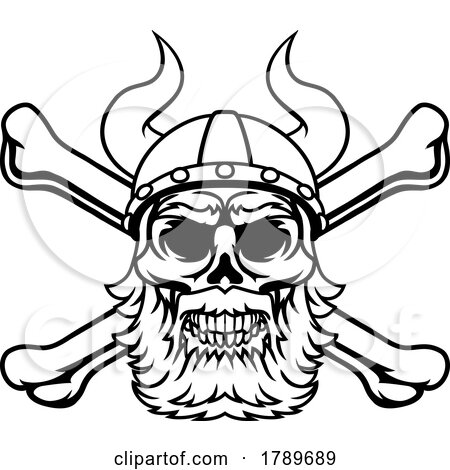 Viking Warrior Helmet Skull Pirate Cross Bones by AtStockIllustration