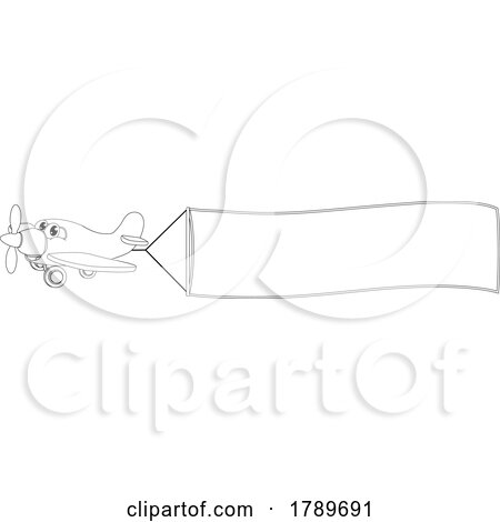 Banner Pulling Aeroplane Cartoon Coloring Plane by AtStockIllustration
