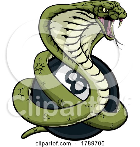 Cobra Snake Pool 8 Ball Billiards Mascot Cartoon by AtStockIllustration