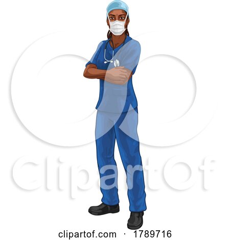Black Woman Doctor Nurse Medical Professional Mask by AtStockIllustration