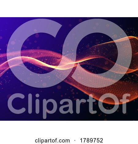 3D Abstract Background with Glowing Flowing Waves with Particles by KJ Pargeter