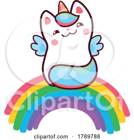Unicorn Cat Sitting on a Rainbow by Vector Tradition SM