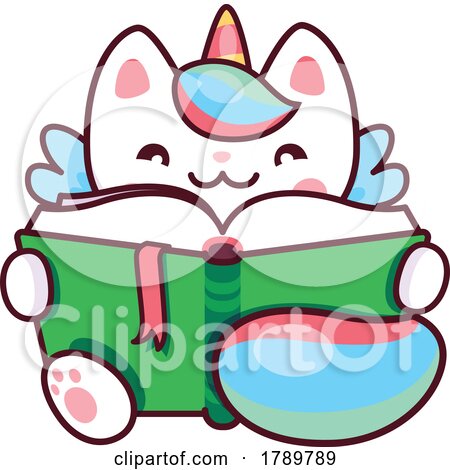 Unicorn Cat Reading by Vector Tradition SM