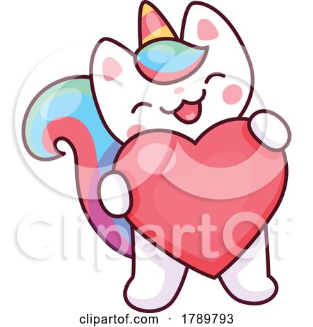 Unicorn Cat Holding a Heart by Vector Tradition SM