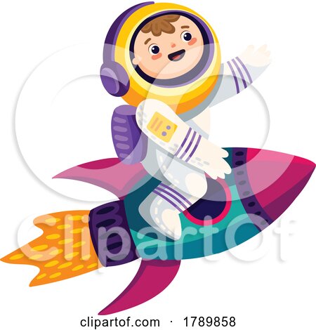 Astronaut Flying on a Rocket by Vector Tradition SM