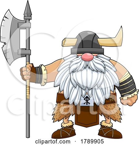 Cartoon Gnome Viking with an Axe by Hit Toon