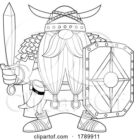 Cartoon Black and White Gnome Viking by Hit Toon