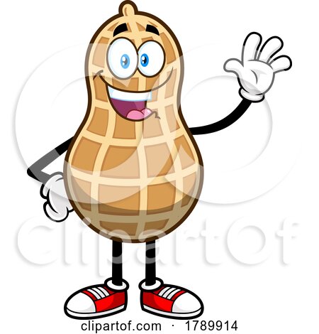 Cartoon Waving Peanut Mascot Character by Hit Toon